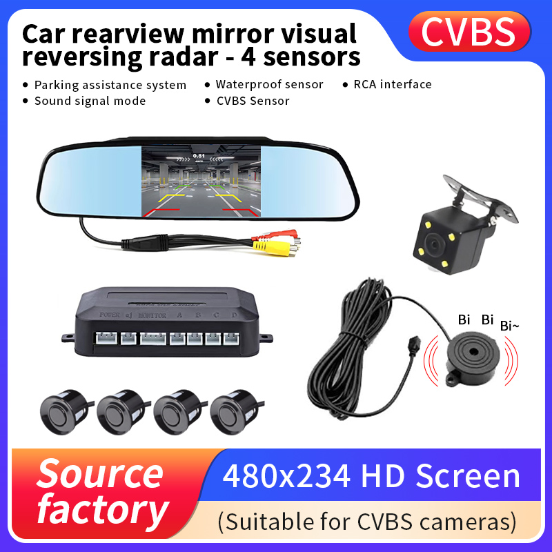 Infrared Obstacle Sensor - 4.3 Inch Car Rearview Mirror Reversing